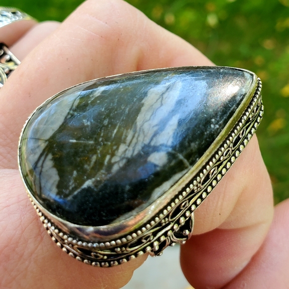 New Oversized Picasso Jasper 925 Silver Statement Ring. - Picture 13 of 16